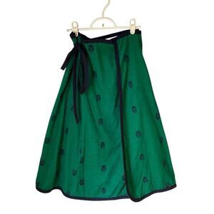 Vintage Mr Hank Corduroy Wraparound Owl Midiskirt. Green and Navy One Size